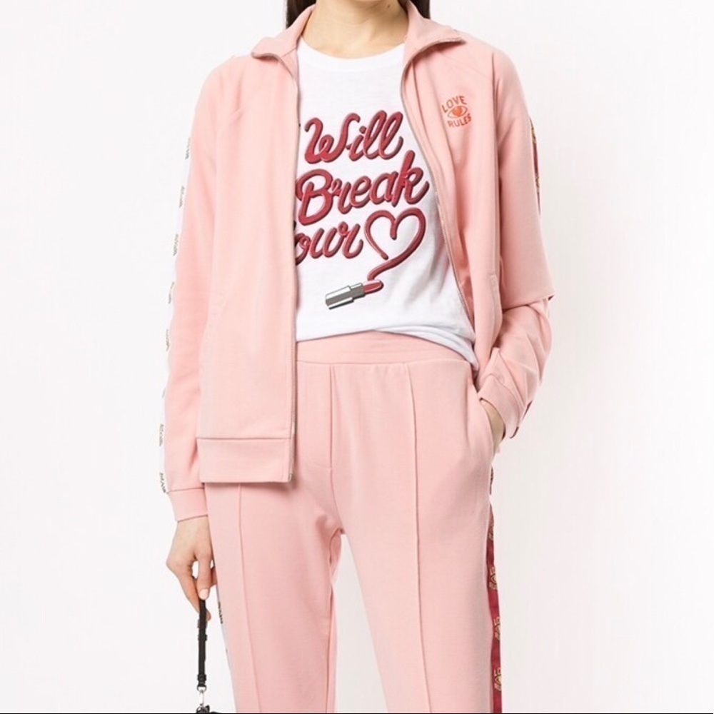 Zoe Karssen zip through high neck sweat jacket in silver pink - love rules NWT